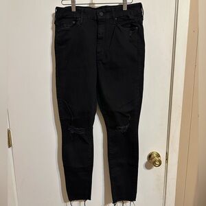 MOTHER Women's Black Ripped Skinny Jeans